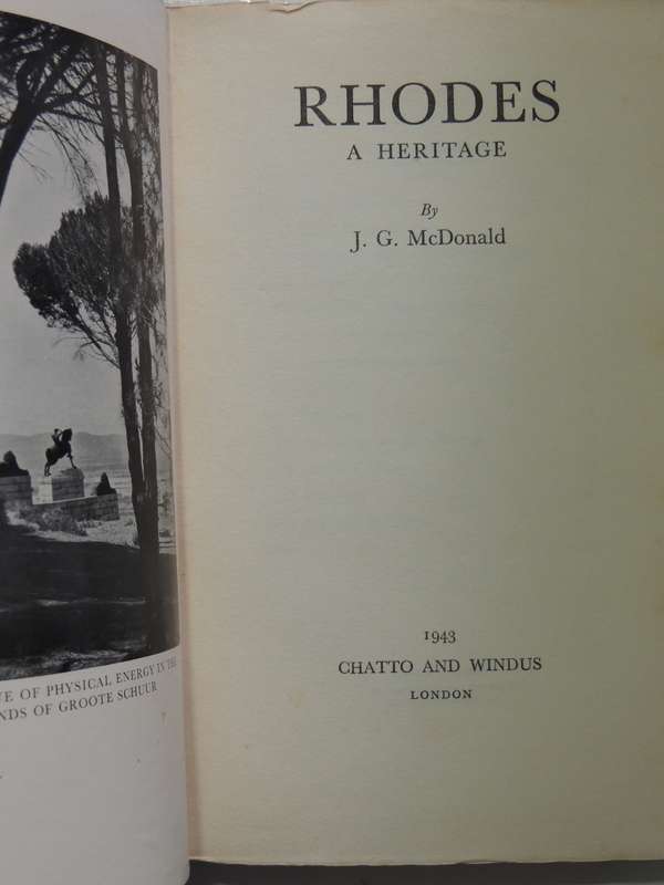 Rhodes: A Heritage - Sir James G. McDonald