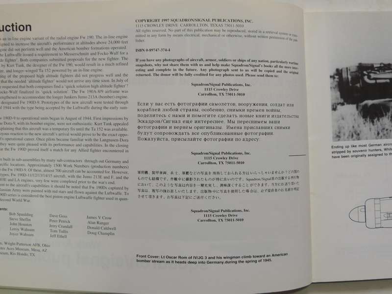 Squadron / Signal Publications Walk Around No. 10: Walk Around FW 190D E. Brown Ryle & Malcolm Laing