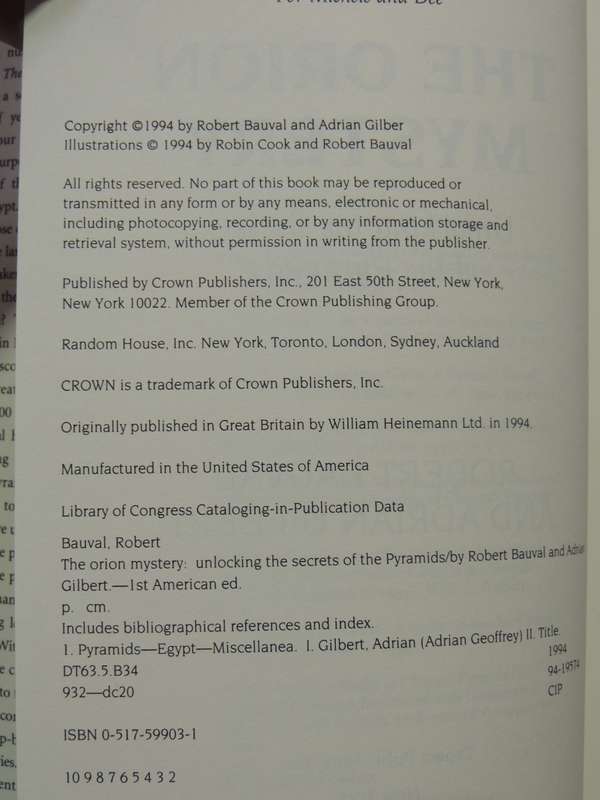 The Orion Mystery: Unlocking The Secrets Of The Pyramids - Robert Bauval & Adrian Gilbert