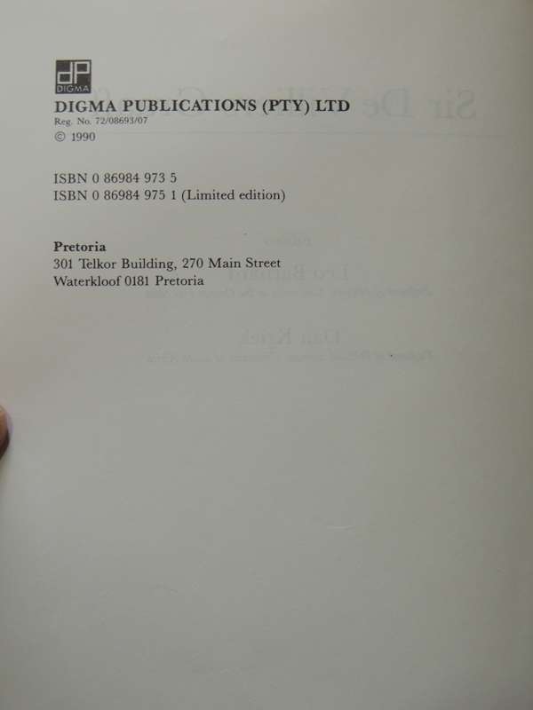 Sir De Villiers Graaff - ed Leo Barnard & Dan Kriek     Signed, Limited Edition 174/250