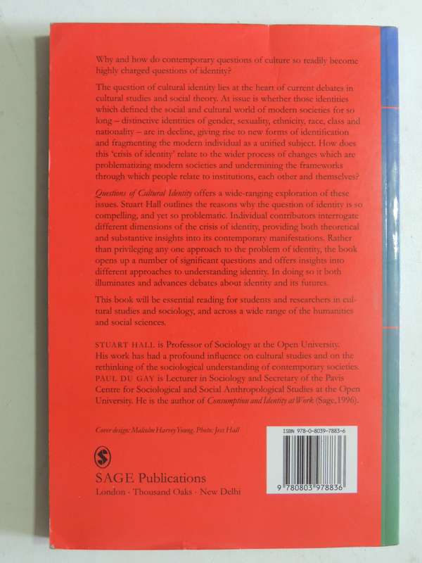 Questions Of Cultural Identityed Stuart Hall & Paul Du Gay