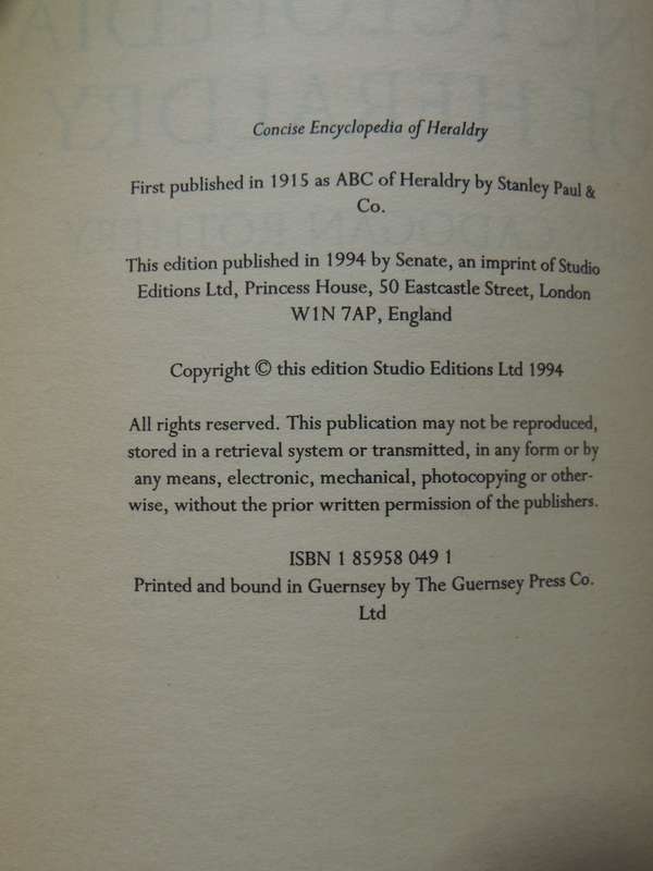 Concise Encyclopedia Of Heraldry - Guy Cadogan Rothery