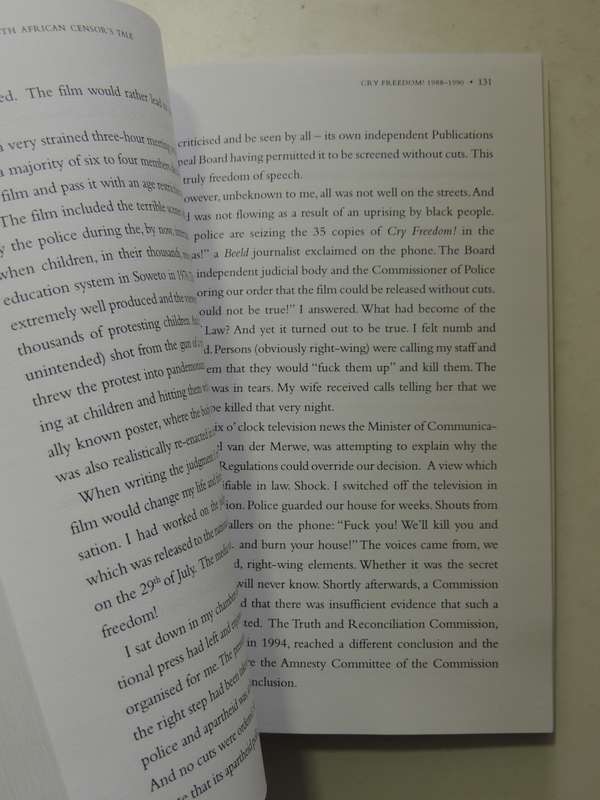 A South African Censor's Tale - Kobus Van Rooyen   Inscribed