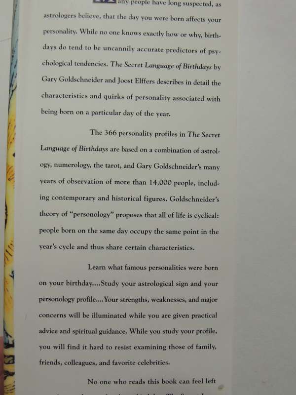 The Secret Language of Birthdays, Personolology Profiles for Each Day of the YearGary Goldschneider
