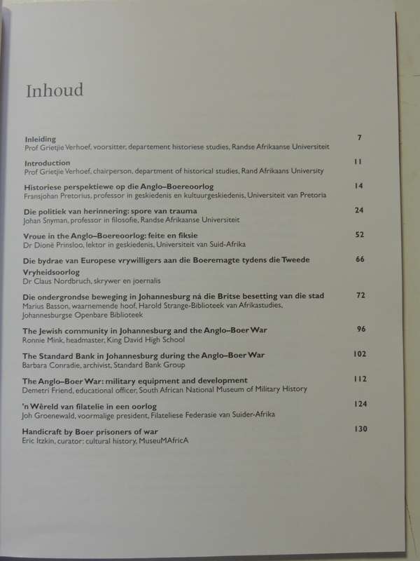Die Anglo-Boereoorlog: Herdenkingslesings Aan Die Randse Afrikaanse Universiteit, 1999 Very SCARCE
