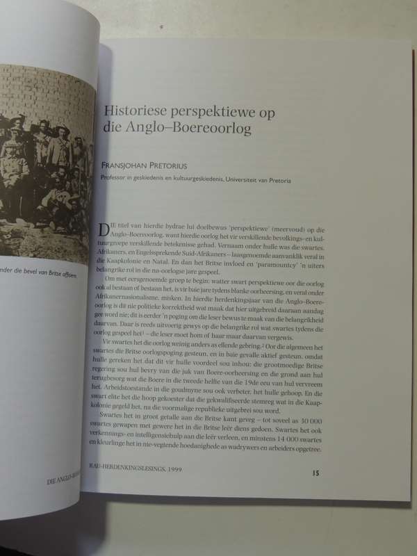 Die Anglo-Boereoorlog: Herdenkingslesings Aan Die Randse Afrikaanse Universiteit, 1999 Very SCARCE