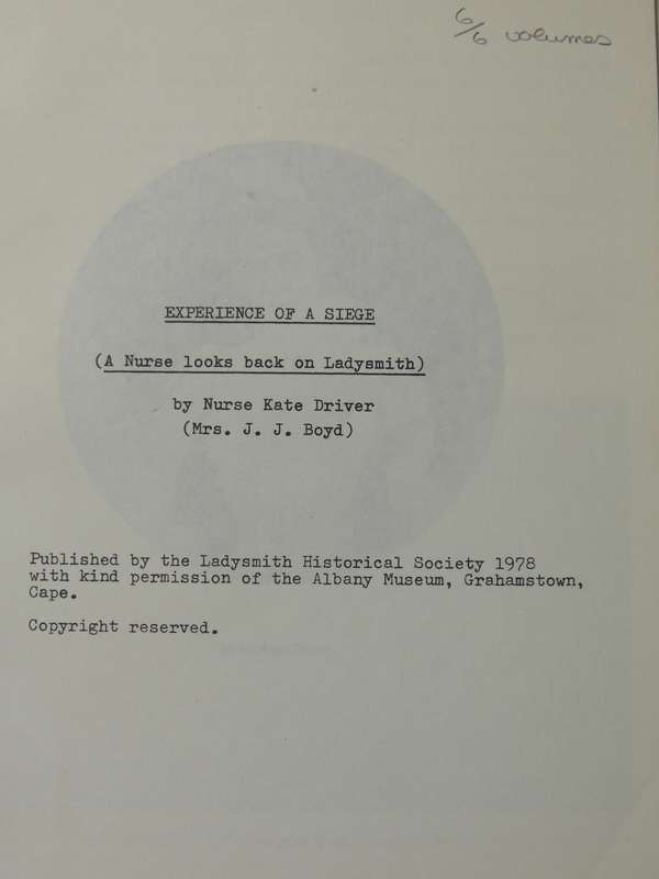 Diary Of The Siege Of Ladysmith 6 Vols: The Ladysmith Historical Society - various