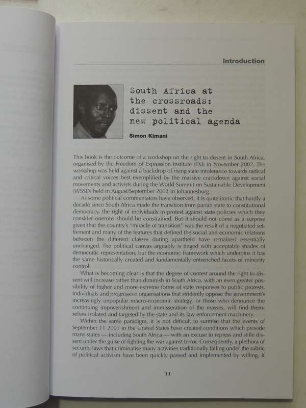 The Right To Dissent: Freedom Of Expression, Assembly And Demonstration In South Africa ed Simon Kim