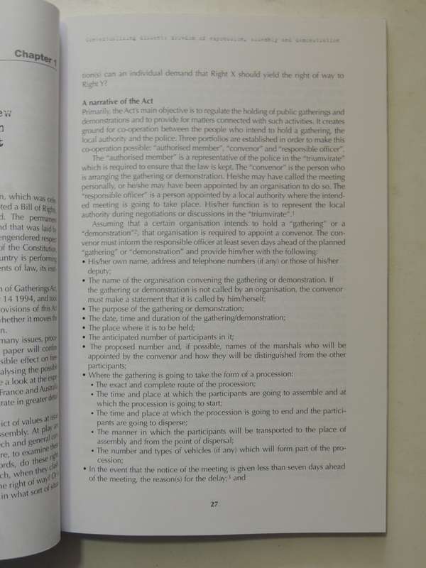 The Right To Dissent: Freedom Of Expression, Assembly And Demonstration In South Africa ed Simon Kim