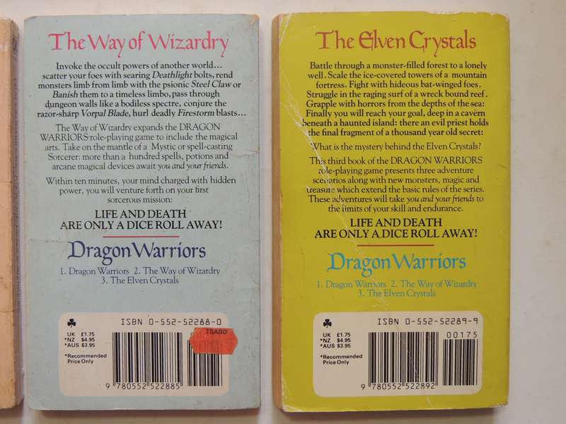 Dragon Warriors Trilogy Vol 1 -3  Dragon Warriors,Way Of Wizardry, Elven Crystals - Dave Morris, O L