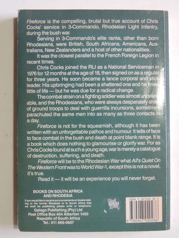Fireforce - One Man's War In The Rhodesian Light Infantry - 1st Edition (Signed)Chris Cocks