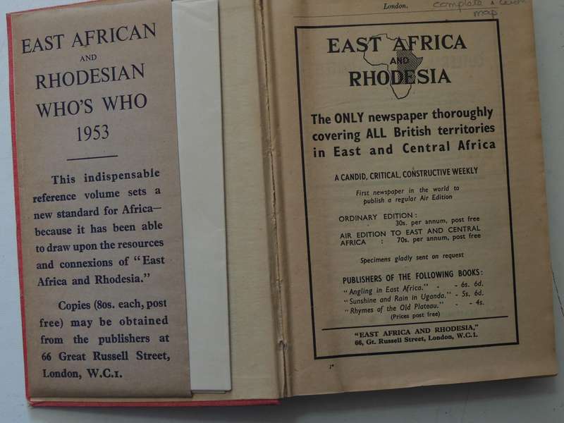 The Year Book And Guide To East Africa 1953  - ed A. Gordon-Brown, FRGS  Complete With Folding Map
