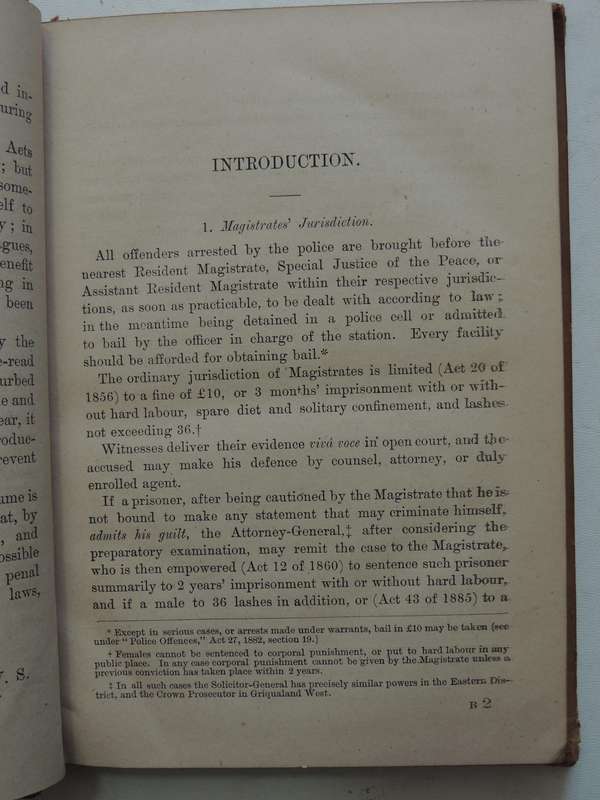 Epitome Of The Criminal Law Of The Cape Of Good Hope Specially Adapted For The Cape Police- BV Shaw