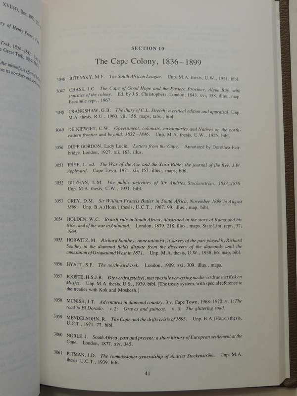 Supplement to a Select Bibliography of South African History: A Guide for Historical Researched C.F