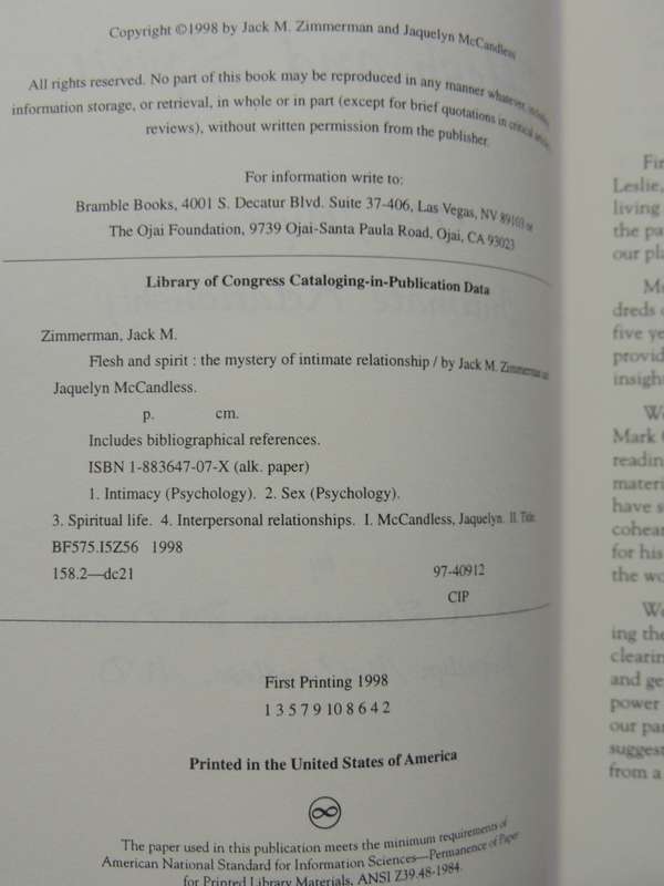 Flesh And Spirit: The Mystery Of Intimate Relationship - Jack Zimmerman & Jaquelyn McCandless