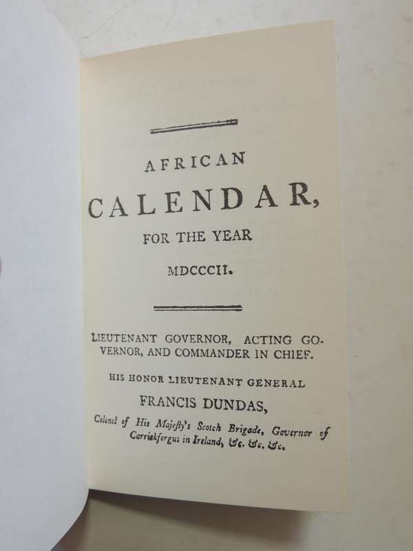African Kalendar For MDCCII (1802) Under The Sanction Of Governmentcomplied by H.H. Smith
