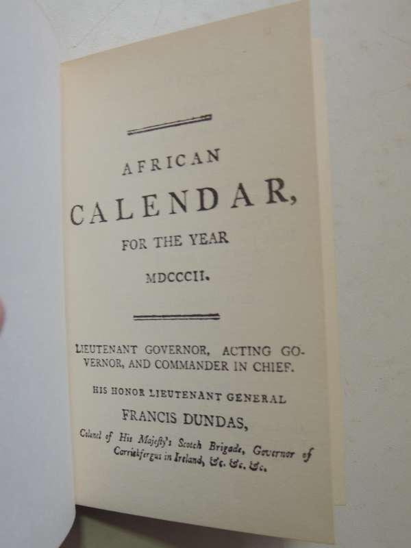 African Kalendar For MDCCII (1802) Under The Sanction Of Governmentcomplied by H.H. Smith
