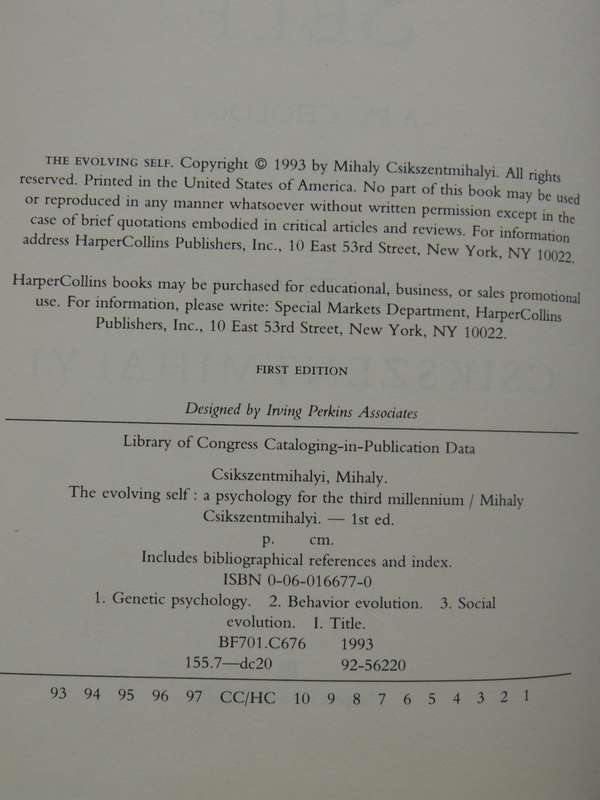 The Evolving Self: A Psychology For The Third Millennium - Mihaly Csikszentmihalyi