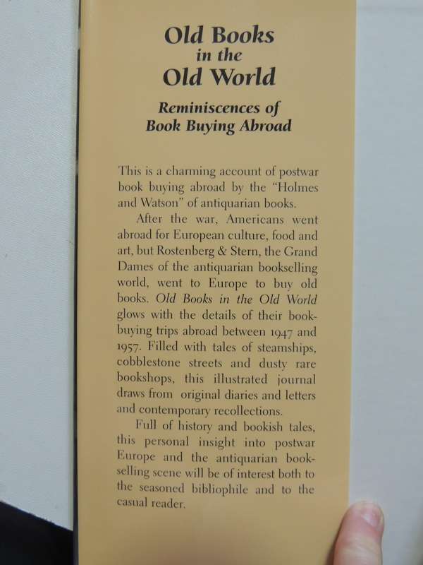 Old Books In The Old World: Reminiscences Of Book Buying Abroad Leona Rostenberg & Madelaine B. Ster