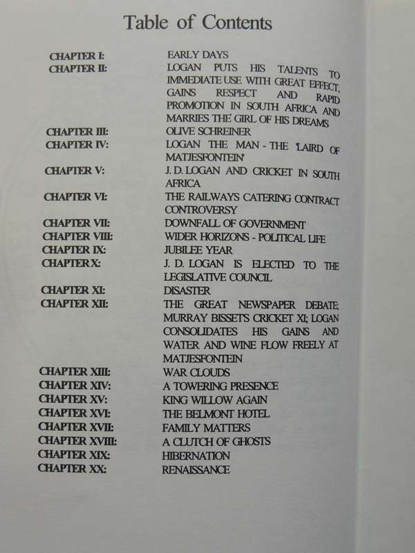 Logan's Way: The Life And Times Of J.D. LoganA Matjiesfontein Chronicle  - Robert N. Toms  SIGNED