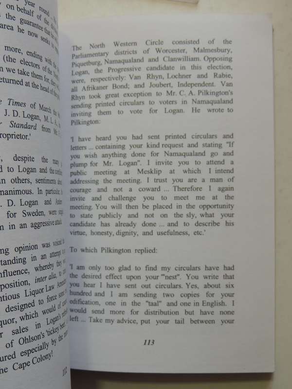 Logan's Way: The Life And Times Of J.D. LoganA Matjiesfontein Chronicle  - Robert N. Toms  SIGNED