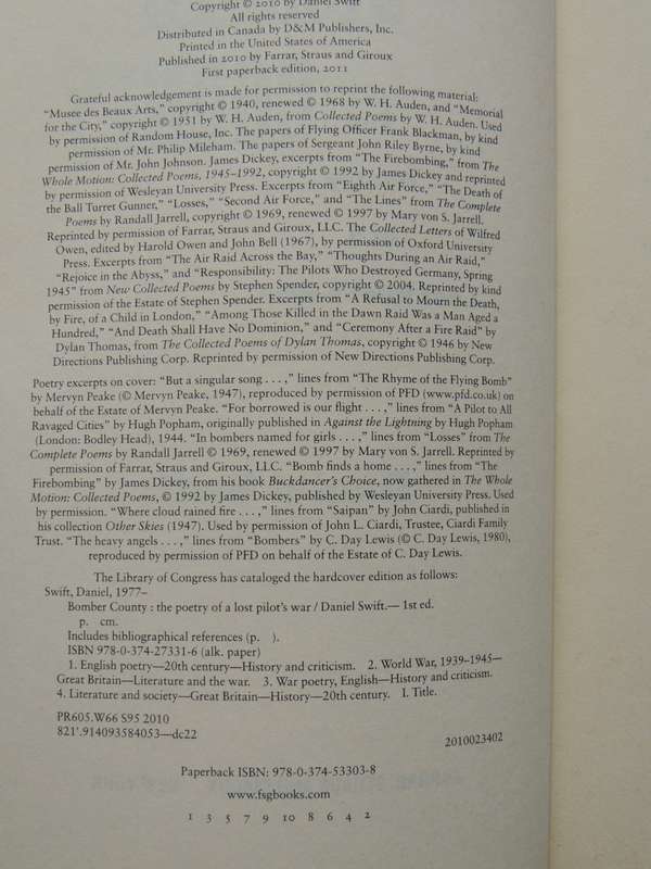 Bomber County: The Poetry Of A Lost Pilot's War - Daniel Swift