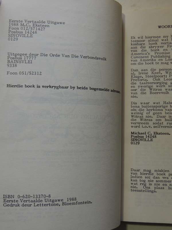 Herkoms Van Ons Blanke Voorouers - Frederick Haberman (trans. Michael C. Eksteen)