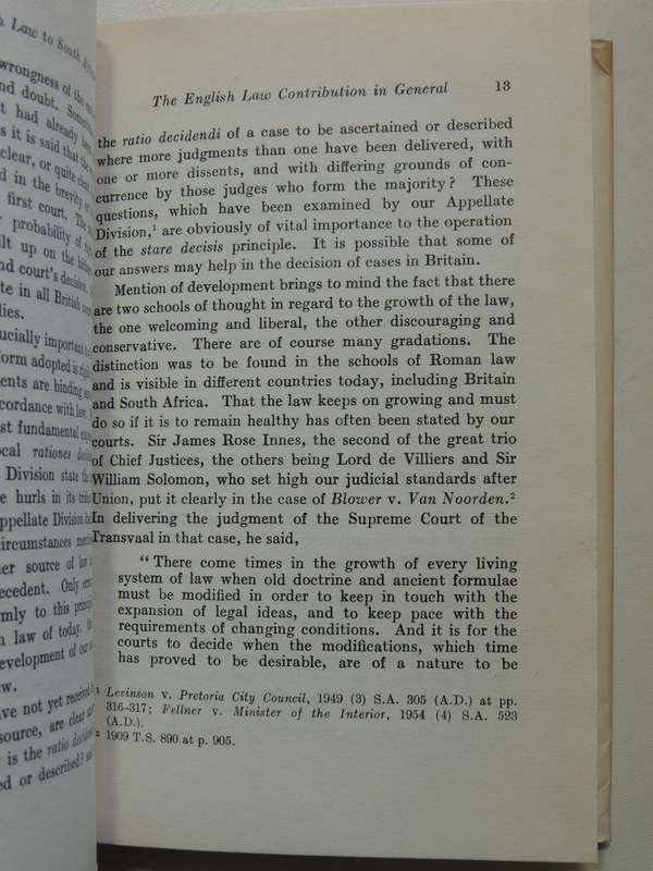 The Contribution of English Law to South African Law, and the Rule Law in South Africa OD Schreiner
