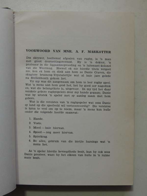 Die Grondbeginsels Van Rugby - Danie Craven   Scarce 1948