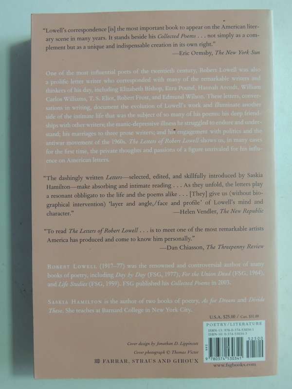 The Letters Of Robert Lowell- ed Saskia Hamilton
