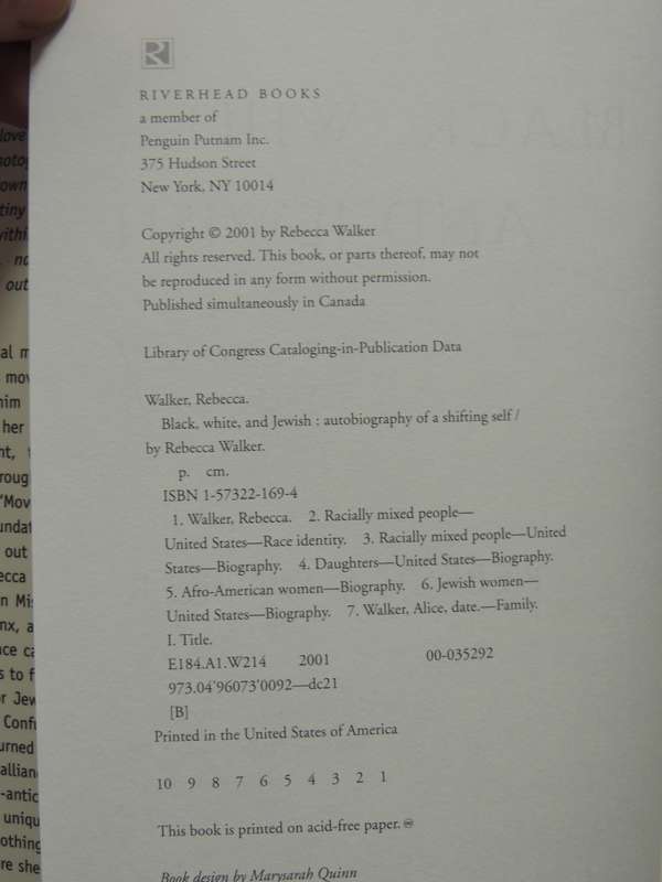 Black White And Jewish: Autobiography Of A Shifting Self - Rebecca Walker