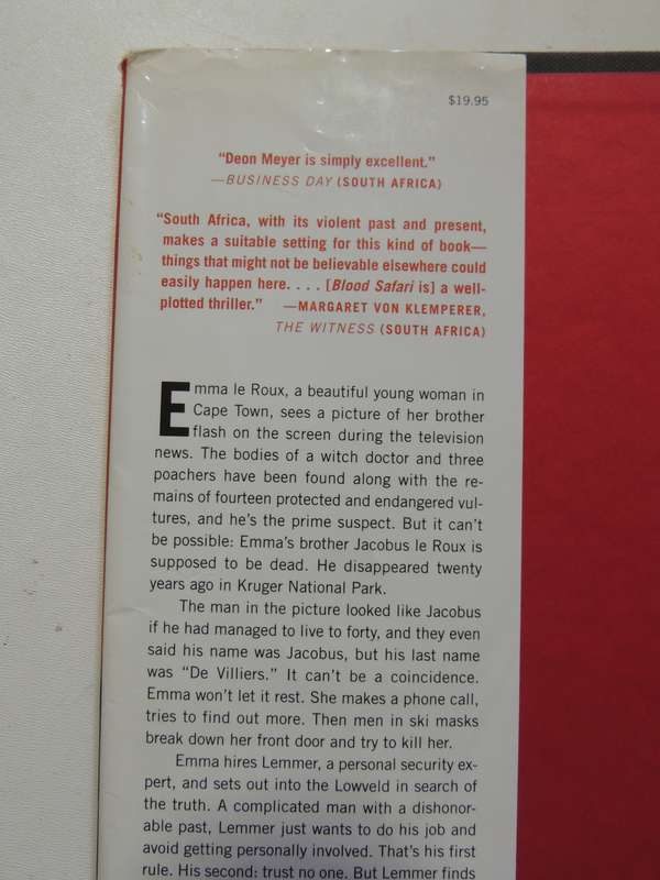 Blood Safari - Deon Meyer   (1st American Edition)2009