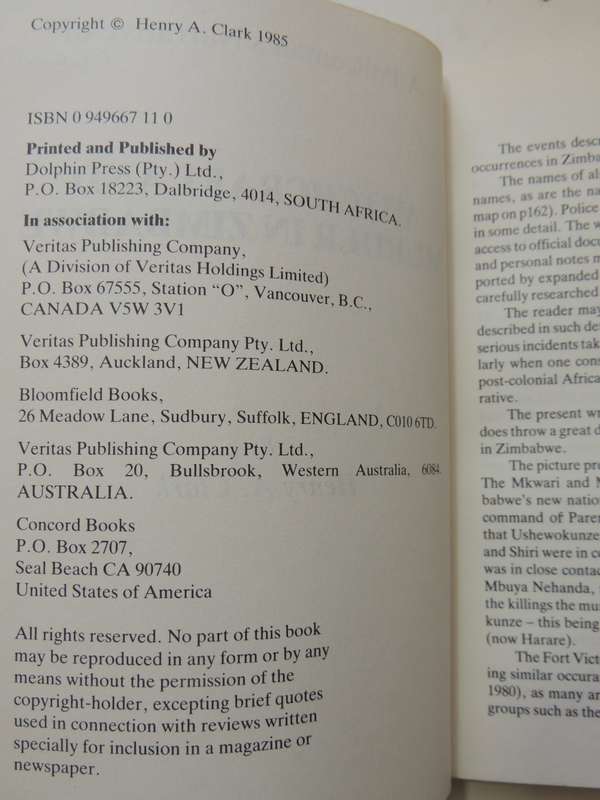 A Policeman's Narrative Of Witchcraft And Murder In Zimbabwe - Henry A. Clarke