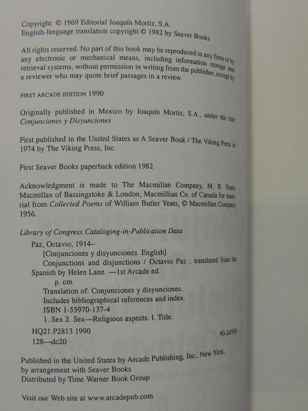 Conjunctions And Disjunctions - Octavio Paz