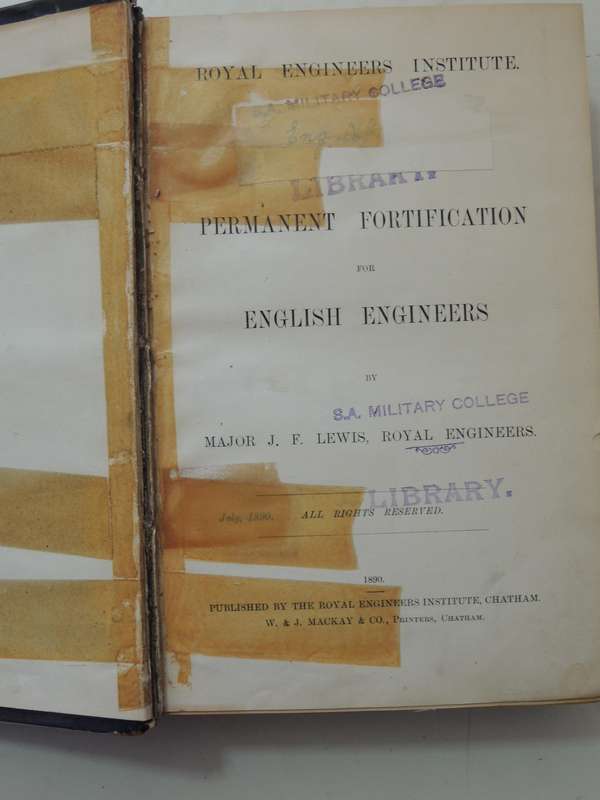 Royal Engineers Institute: Permanent Fortification For English Engineers 1890  JF Lewis RE
