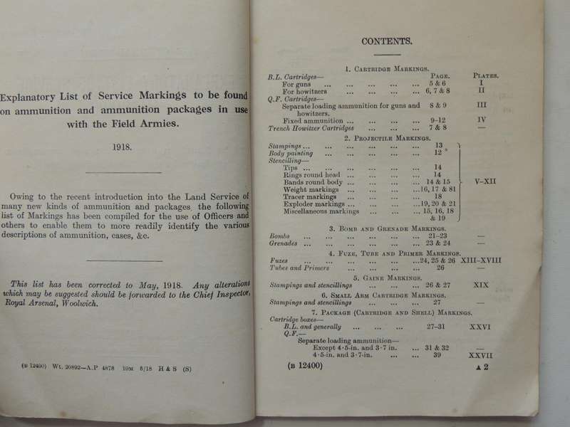 Explanatory List Of Service Markings: To Be Found On Ammunition And Ammunition Packages In Use With
