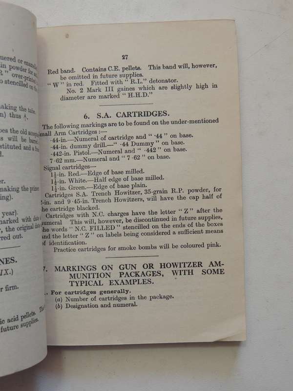 Explanatory List Of Service Markings: To Be Found On Ammunition And Ammunition Packages In Use With