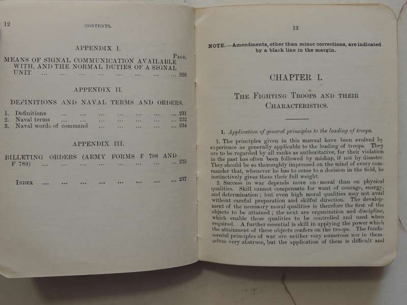 Field Service Regulations Part I Operations 1909 (Reprinted With Amendments 1914)Gen Staff, War Off
