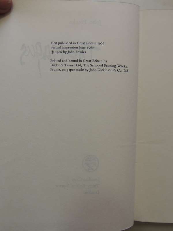 The MagusJohn Fowles  1966, 2nd Impression, Hard Cover