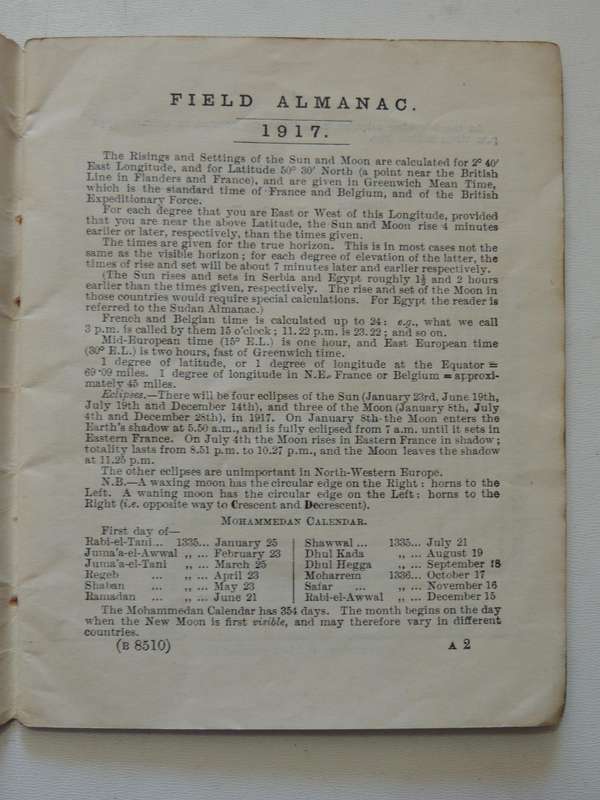 Field Almanac 1917 -  His Majesty's Stationery Office