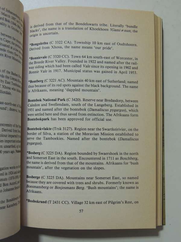 Dictionary Of Southern African Place Names  - P.E. Raper    (1st Edition 1987)