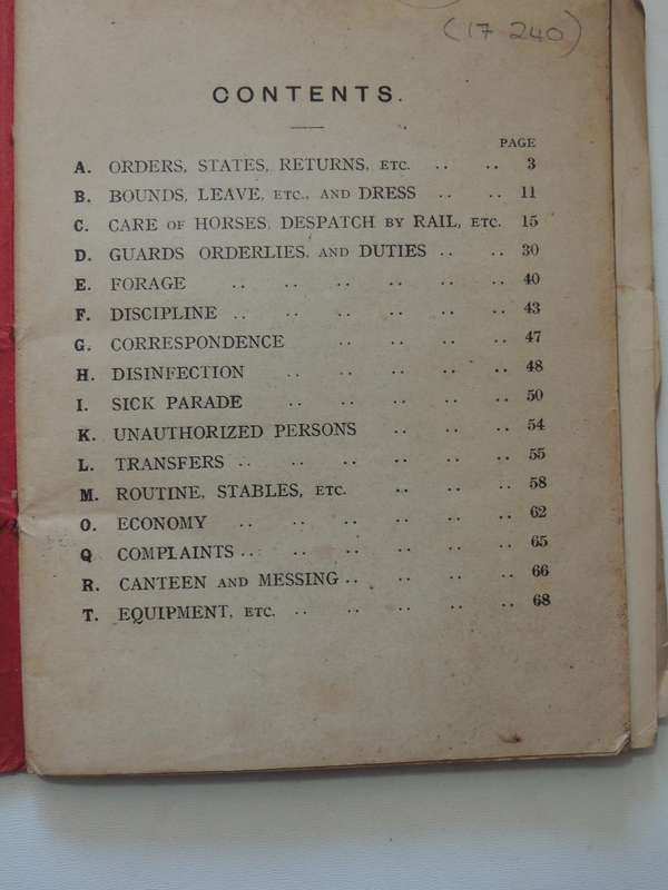 Ormskirk Remount Depot: Standing Orders March 1918