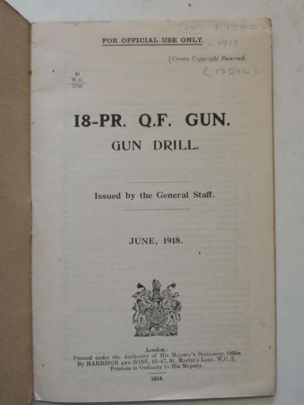 18- PR. Q.F. Gun: Gun Drill  - Issued By: The General Staff