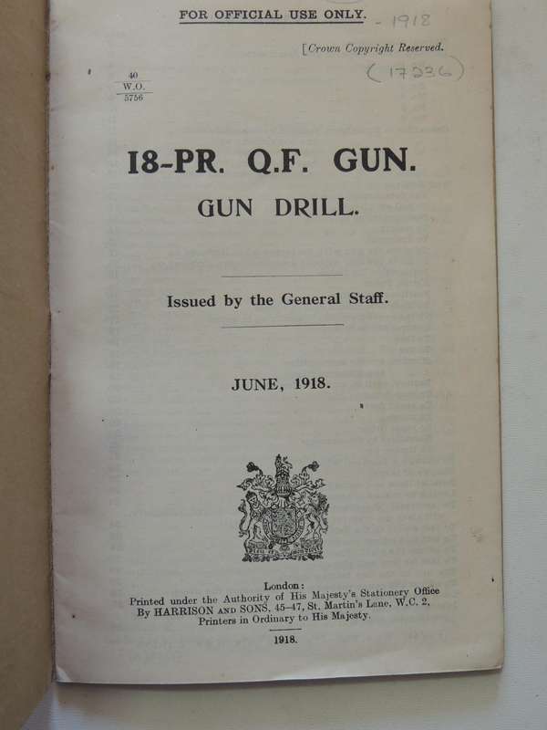18- PR. Q.F. Gun: Gun Drill  - Issued By: The General Staff