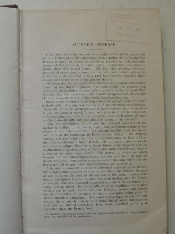 The Work Of RE In The European War 1914-19 Vol 4 The Signal Service (France)Maj. R.E. Priestley R.E