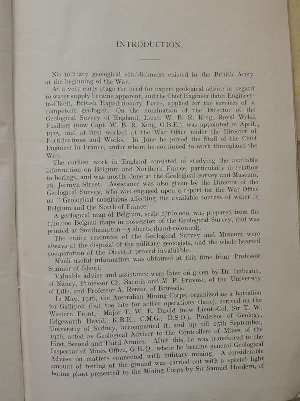 The Work Of RE In The European War 1914-19 Vol 5 Geological Work On The Western Front1922 1st Ed