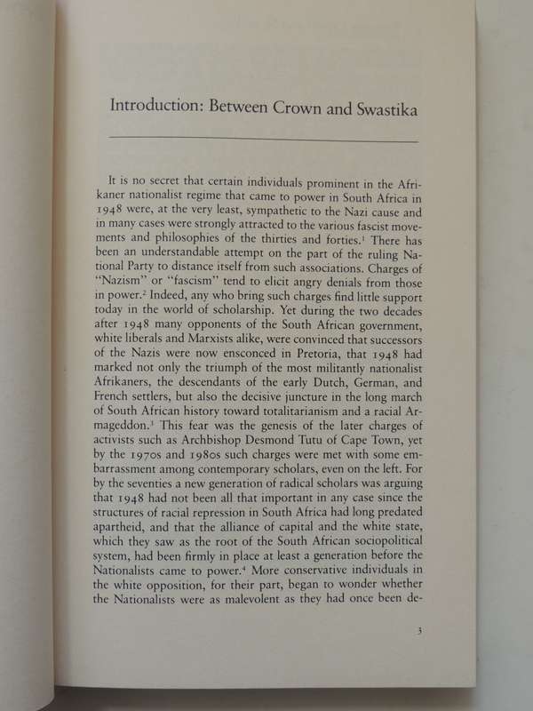 Between Crown & Swastika,Impact of the Radical Right on the Afrikaner Nationalist..Patrick J Furlong