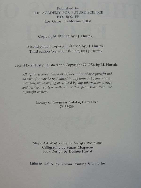 The Book of Knowledge - The Keys of Enoch by J J Hurtak 1987, INSCRIBED