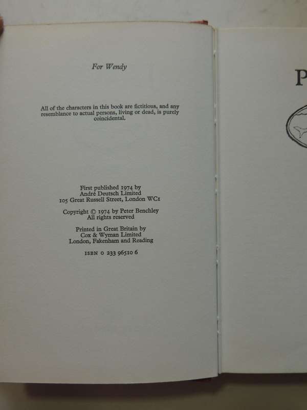 Jaws - Peter Benchley - FIRST UK EDITION 1974