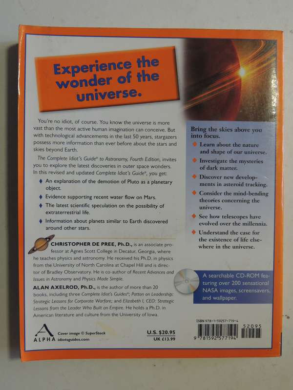 The Complete Idiot's Guide To Astronomy - Christopher De Pree Ph.D. & Alan Axelrod Ph.D. CD Included